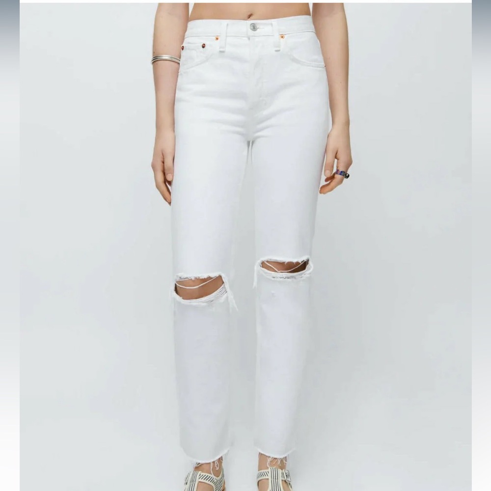 RE/DONE 70s Destroyed High Rise Stovepipe - white